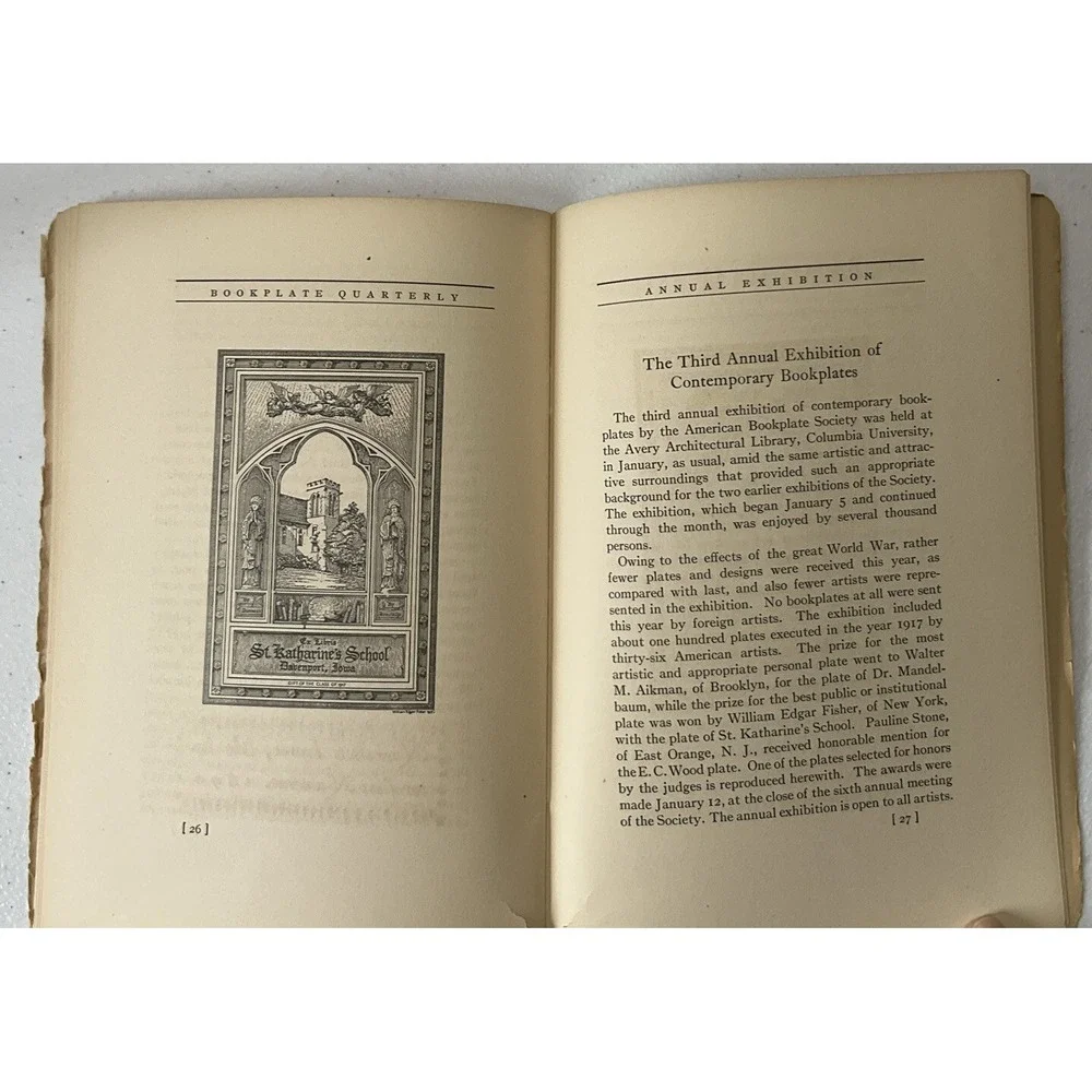 The Bookplate Quarterly April 1918‎ American Society Ex Libris Antique Book Rare